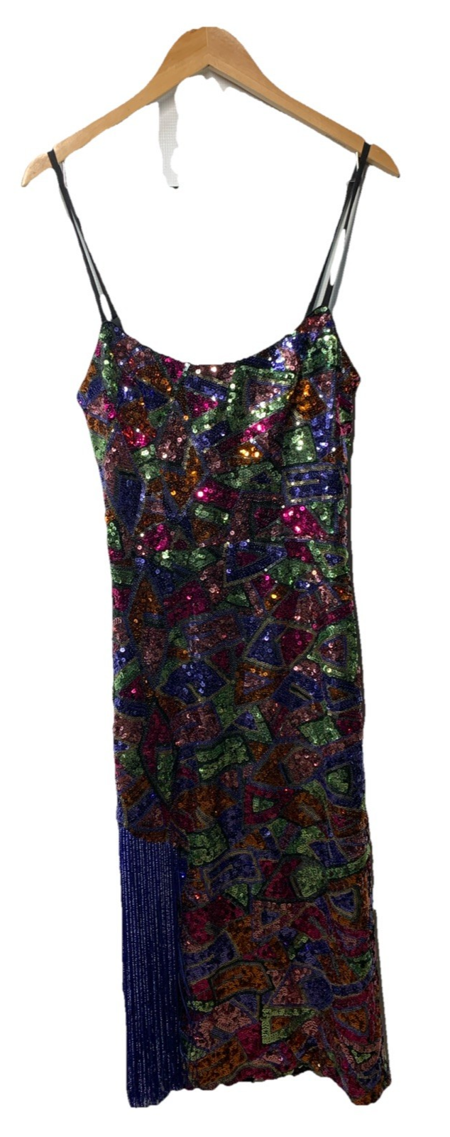 Dress The Population Wisteria Rory Dazzle Sequin Fringe Bodycon Midi Size Small