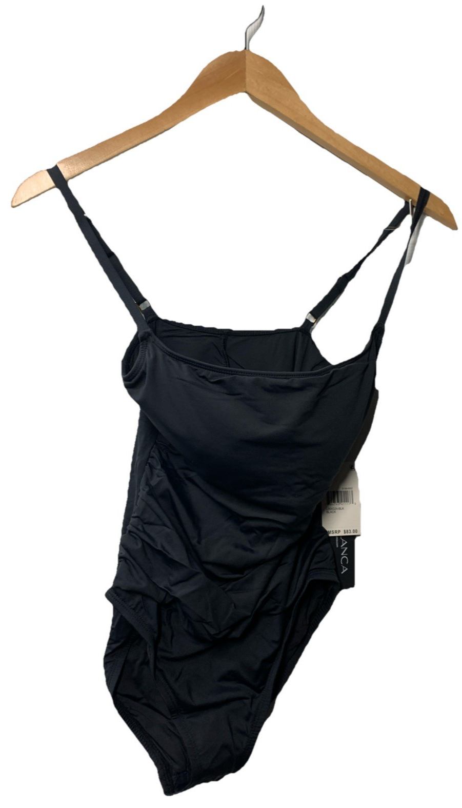 La Blanca Womens Island Goddess Rouched One Piece Swimsuit Size 6 Black Swimwear