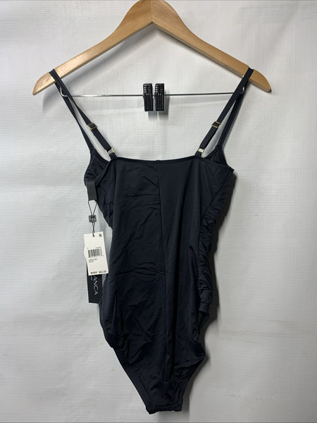 La Blanca Womens Island Goddess Rouched One Piece Swimsuit Size 6 Black Swimwear