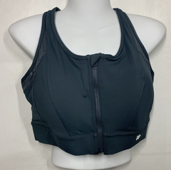 Yvette Womens Ladies Sport Bra Size 3XL E100556A91 Zip Front Wirefree Dark Black