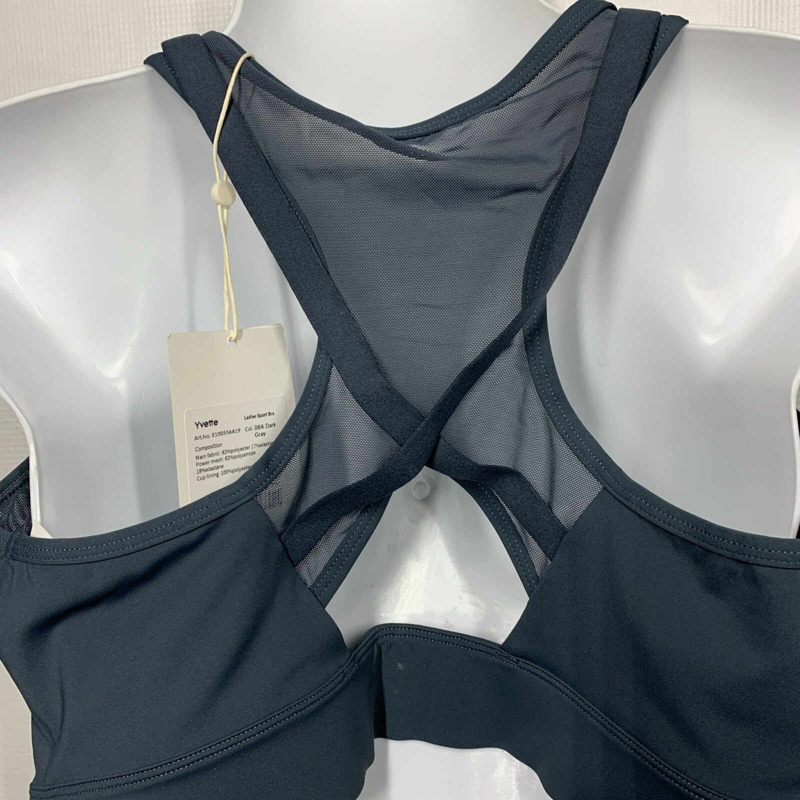 Yvette Womens Ladies Sport Bra Size 3XL E100556A91 Zip Front Wirefree Dark Black