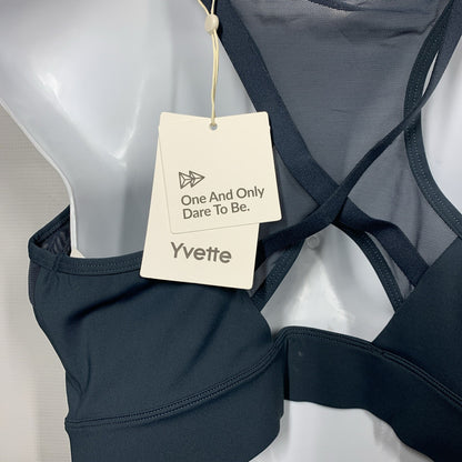 Yvette Womens Ladies Sport Bra Size 3XL E100556A91 Zip Front Wirefree Dark Black