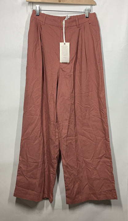 GRACE KARIN Wide Leg Pant for Women Cotton Linen Business Small Pink with Pocket