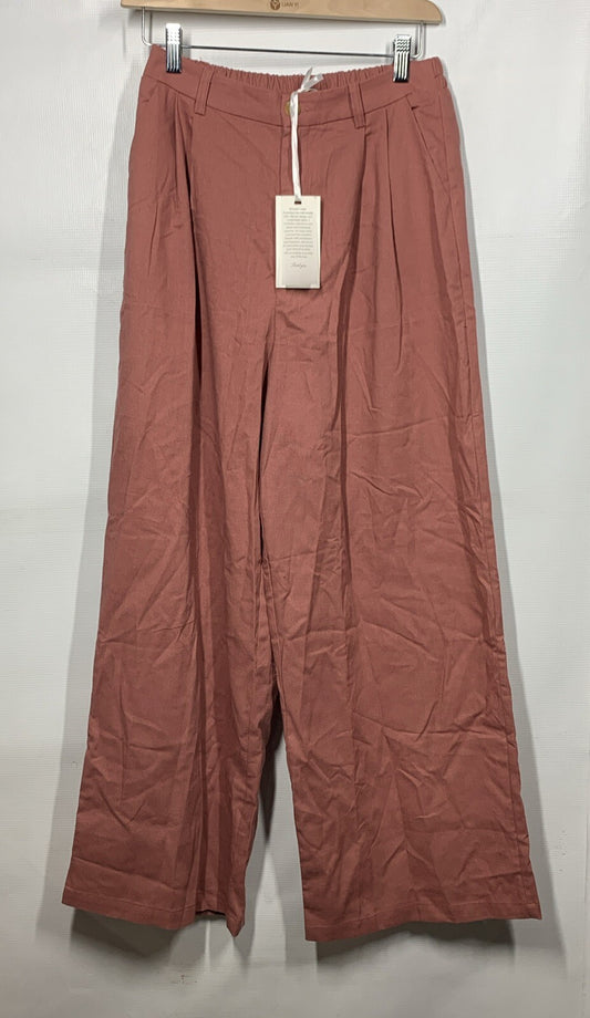 GRACE KARIN Wide Leg Pant for Women Cotton Linen Business Small Pink with Pocket