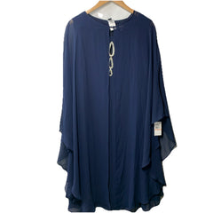 SLNY Women's Cocktail Dress Beaded Chiffon Shift 2-Piece with Capelet Size 14W