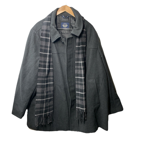 Dockers Men's Weston Wool Blend Coat Long Sleeve Size 2XL with Scarf, Pocket