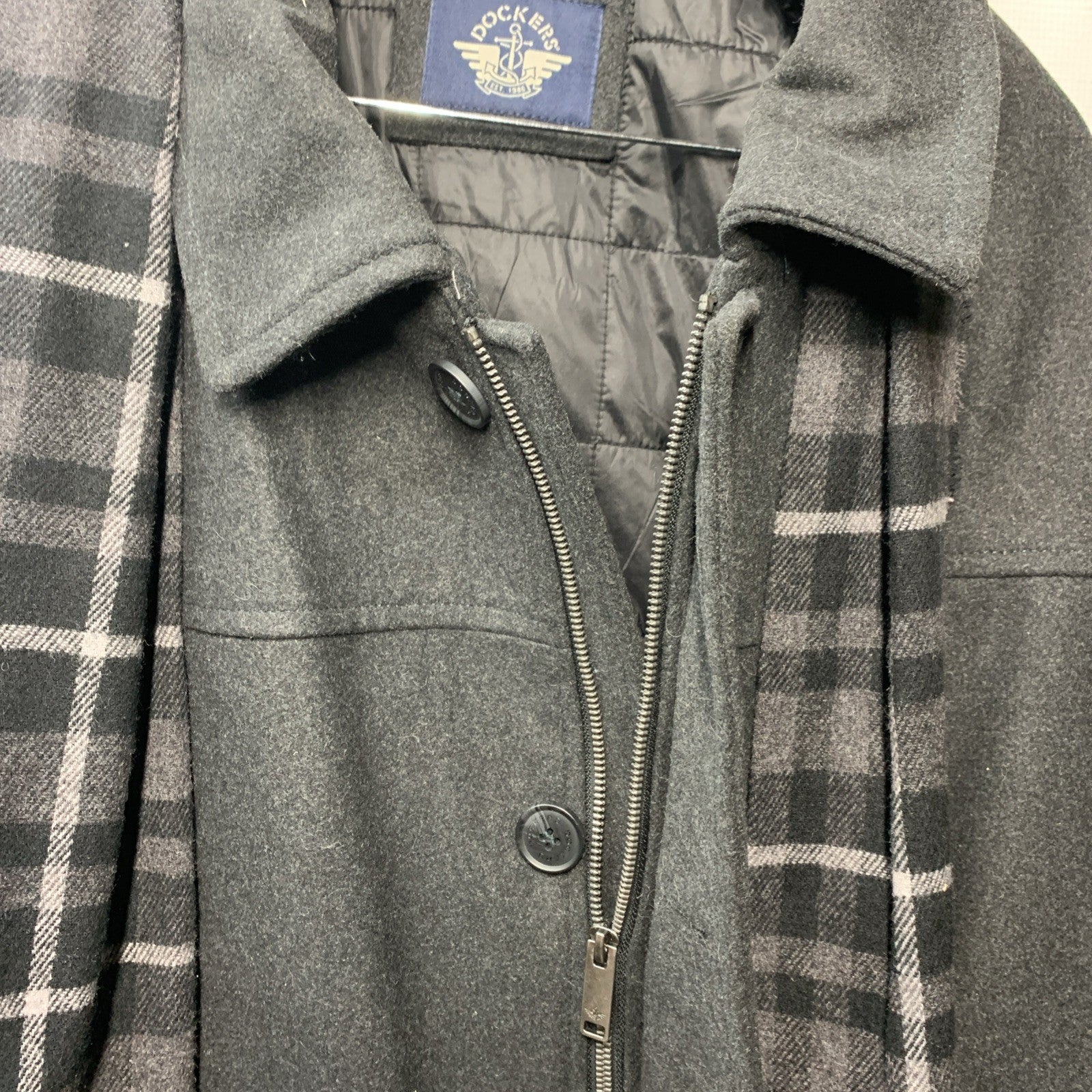 Dockers Men's Weston Wool Blend Coat Long Sleeve Size 2XL with Scarf, Pocket