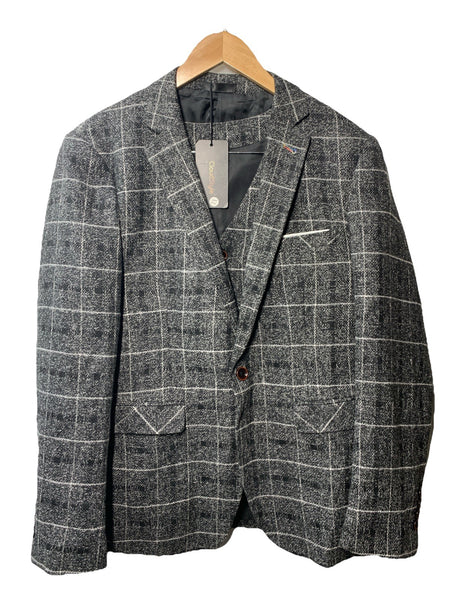 CloudStyle Plaid Men Tweed Blazer Vintage Checkered Prom Suit Size XL - 3 Piece