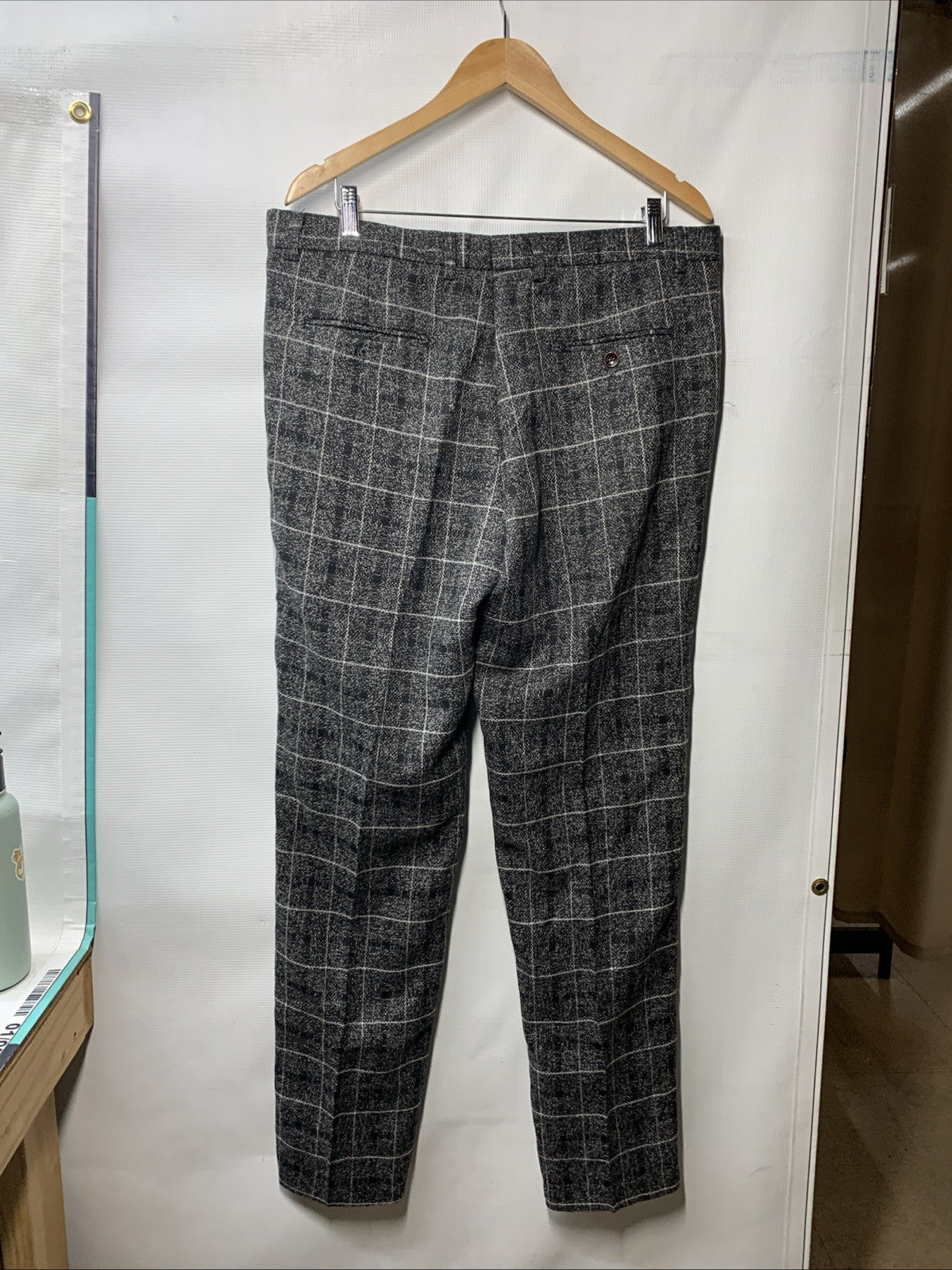 CloudStyle Plaid Men Tweed Blazer Vintage Checkered Prom Suit Size XL - 3 Piece