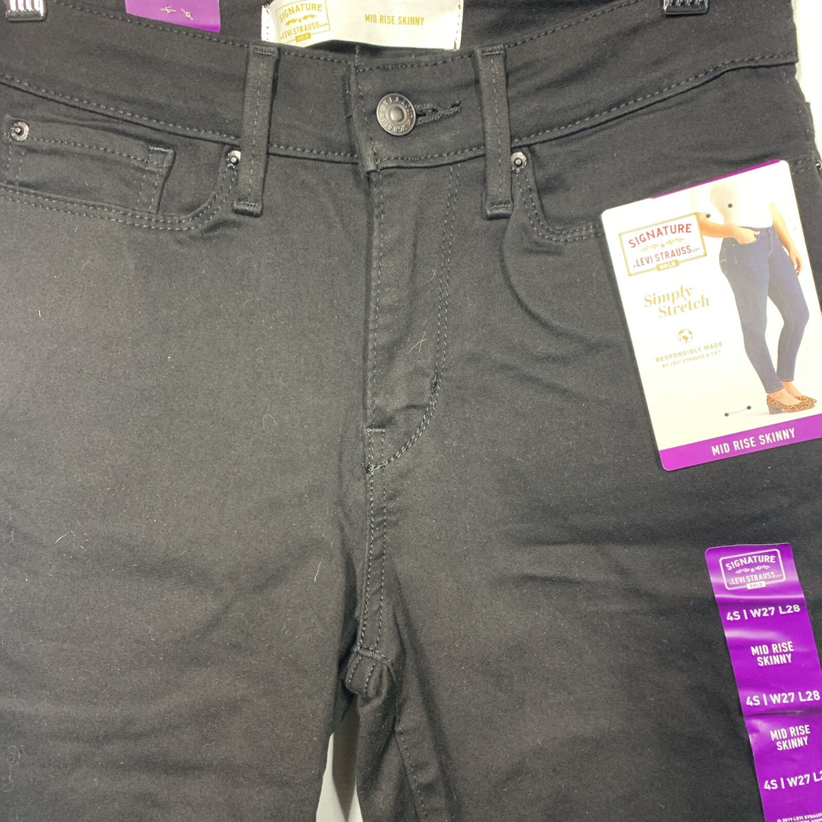 Signature Strauss & Co Gold Label Mid-Rise Skinny Jeans Size 4S 27x28 Long Pants