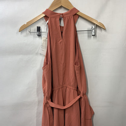 Grace Karin Pink Sleeveless Halter Dress Women's Large, Flowy  Long Ruffle Small