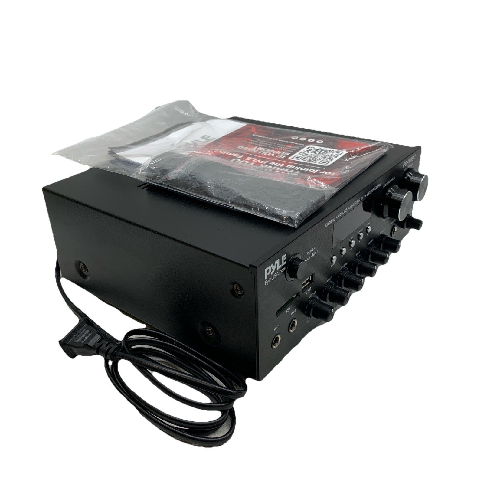 Pyle Stereo Karaoke Amplifier Audio Receiver w/Remote Control Bluetooth Black