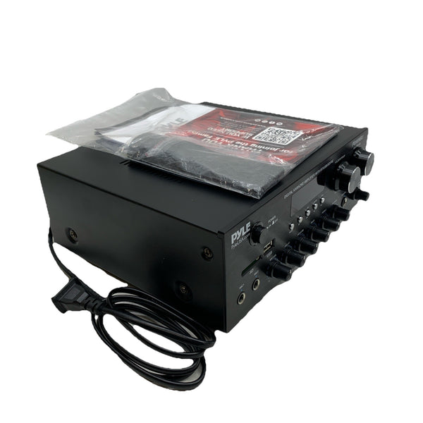 Pyle Stereo Karaoke Amplifier Audio Receiver w/Remote Control Bluetooth Black