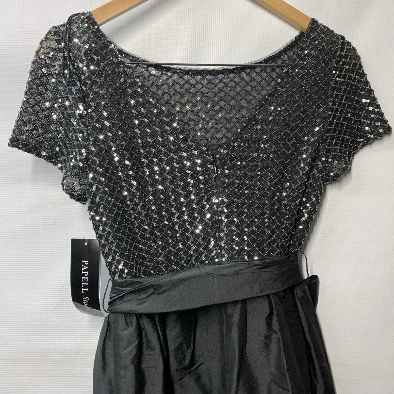 Adrianna Papell Women's Sequin High Low Taffeta Ball Gown Dress Formal Size 6