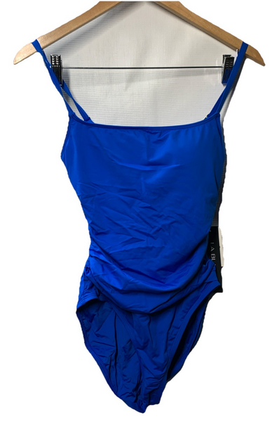 La Blanca One Piece Swimsuit Island Goddess Shirred Side Bathing Suit Size 8
