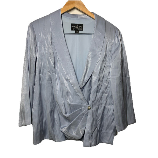 Alex Evenings Womens 3/4 Sleeve Surplice Neckline Stretch Shimmer Jacket Size XL