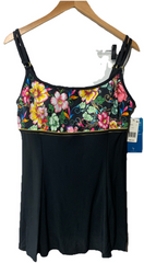 Great Lengths Women's Blossom Beach Empire Princess Seam Swim Dress Suit Size 14