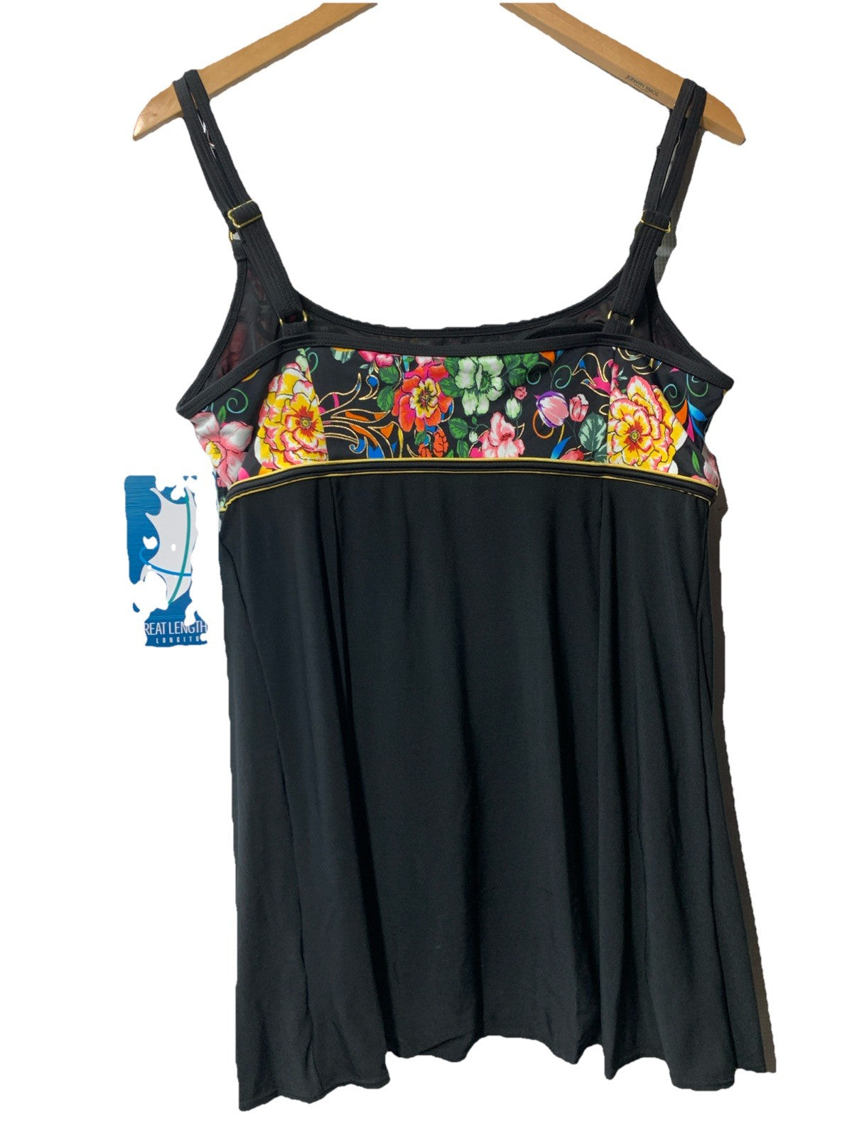 Great Lengths Women's Blossom Beach Empire Princess Seam Swim Dress Suit Size 14