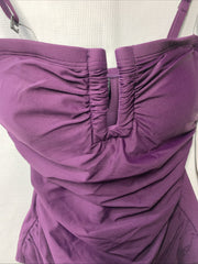 DKNY Womens Shirred One-Piece Strap/strapless Swimsuit With Tummy Control Size S