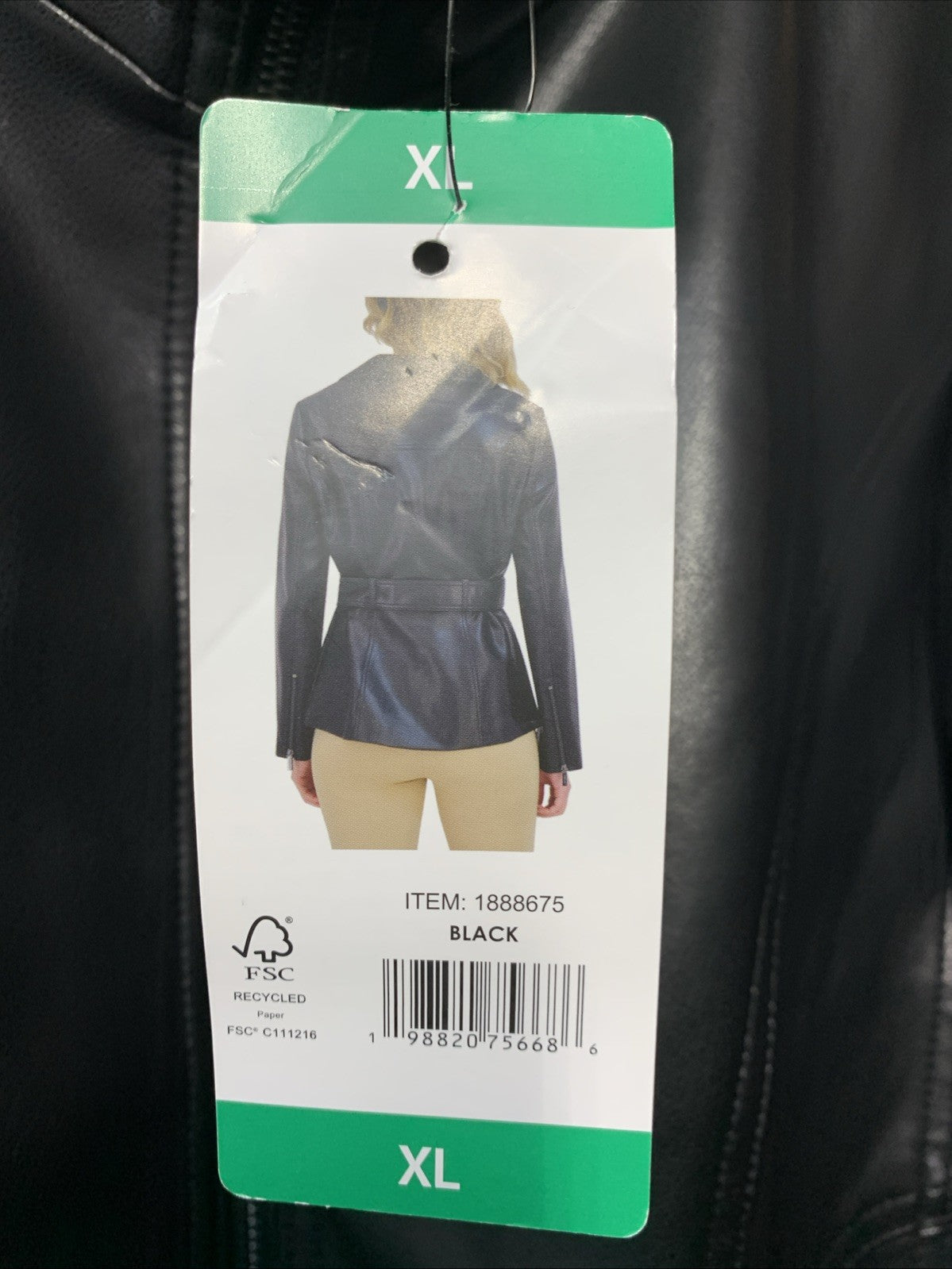 Kenneth Cole Women's Belted Jacket Size XL Long Sleeve Black 1888675 with Pocket