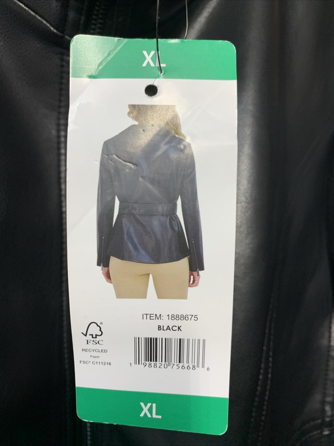 Kenneth Cole Women's Belted Jacket Size XL Long Sleeve Black 1888675 with Pocket