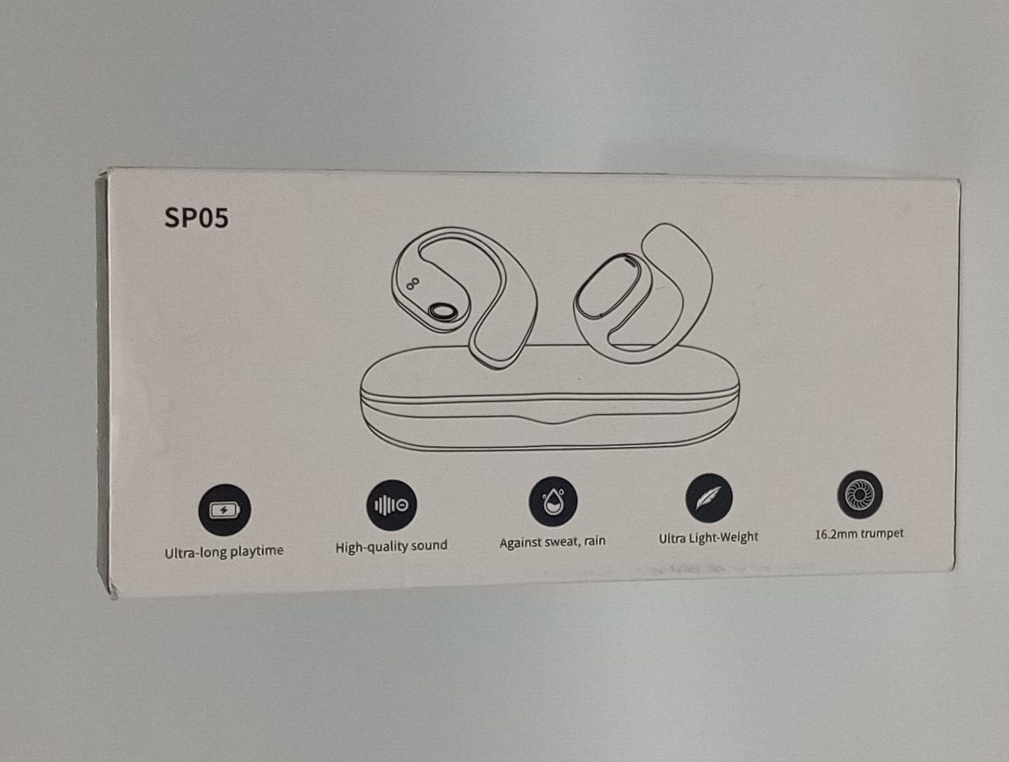 SP05 Open Ear Headphones Black Ultra Lightweight 16.2mm Trumpet Earbuds Earhooks