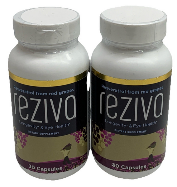 Reziva Resveratol Supplement Formula Longevity & Eye Health 30 Capsules Lot Of 2