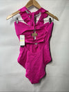 Soluna Swim Buckle Up One Piece Bandeau Cut-Out Ruffled Halter Swimsuit Medium