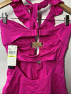 Soluna Swim Buckle Up One Piece Bandeau Cut-Out Ruffled Halter Swimsuit Medium