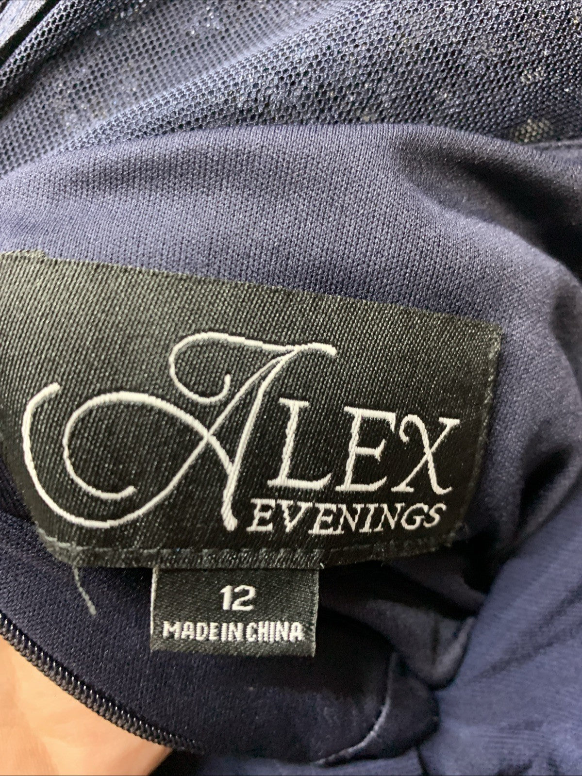 Alex Evenings Long Stretchy 3/4 Sleeve Knot Front Column Dress V-neck Size 12