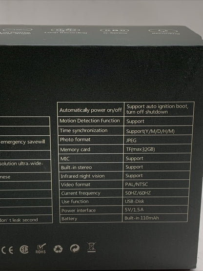 Azacvb Three Channels 4K Dash Cam 8MP HD Camera Video 2.0" Display MOV Black