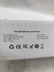 Pedoolo Portable Wireless A4 Printer A40A Lightweight Bluetooth/Cable for Travel