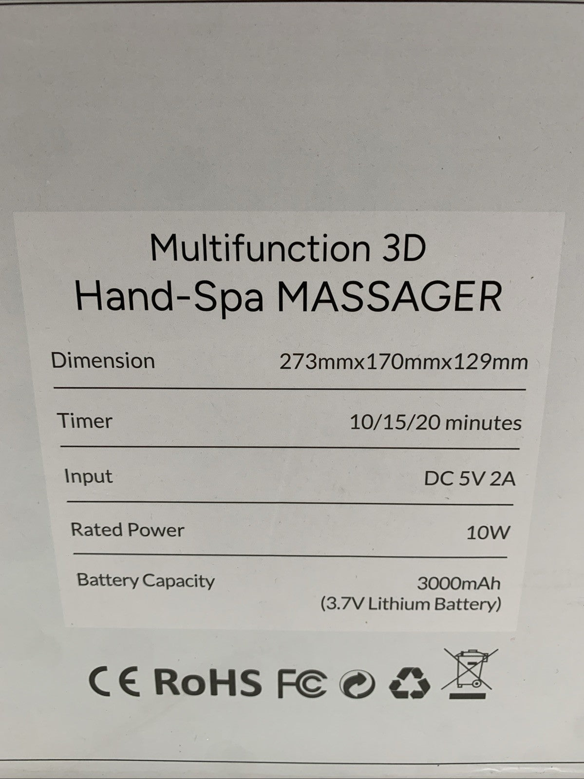 Belhope Pro Hand Massager FE-0163 Multifunction 3D Hand-Spa Massager 10W White