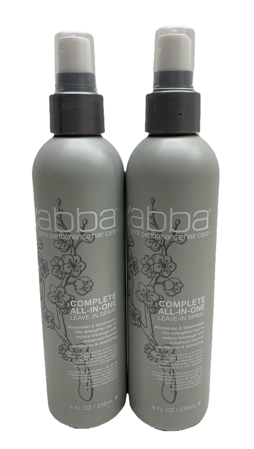 Abba Complete All-In-One Leave-In Spray Heat Protection Detangling 8oz/236ml 2pk