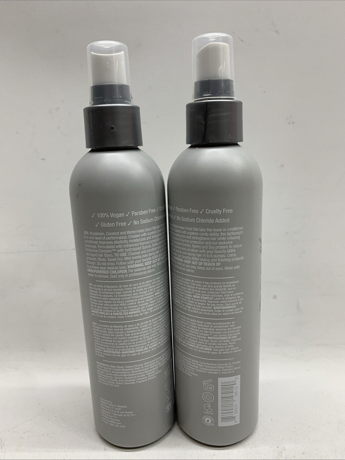 Abba Complete All-In-One Leave-In Spray Heat Protection Detangling 8oz/236ml 2pk