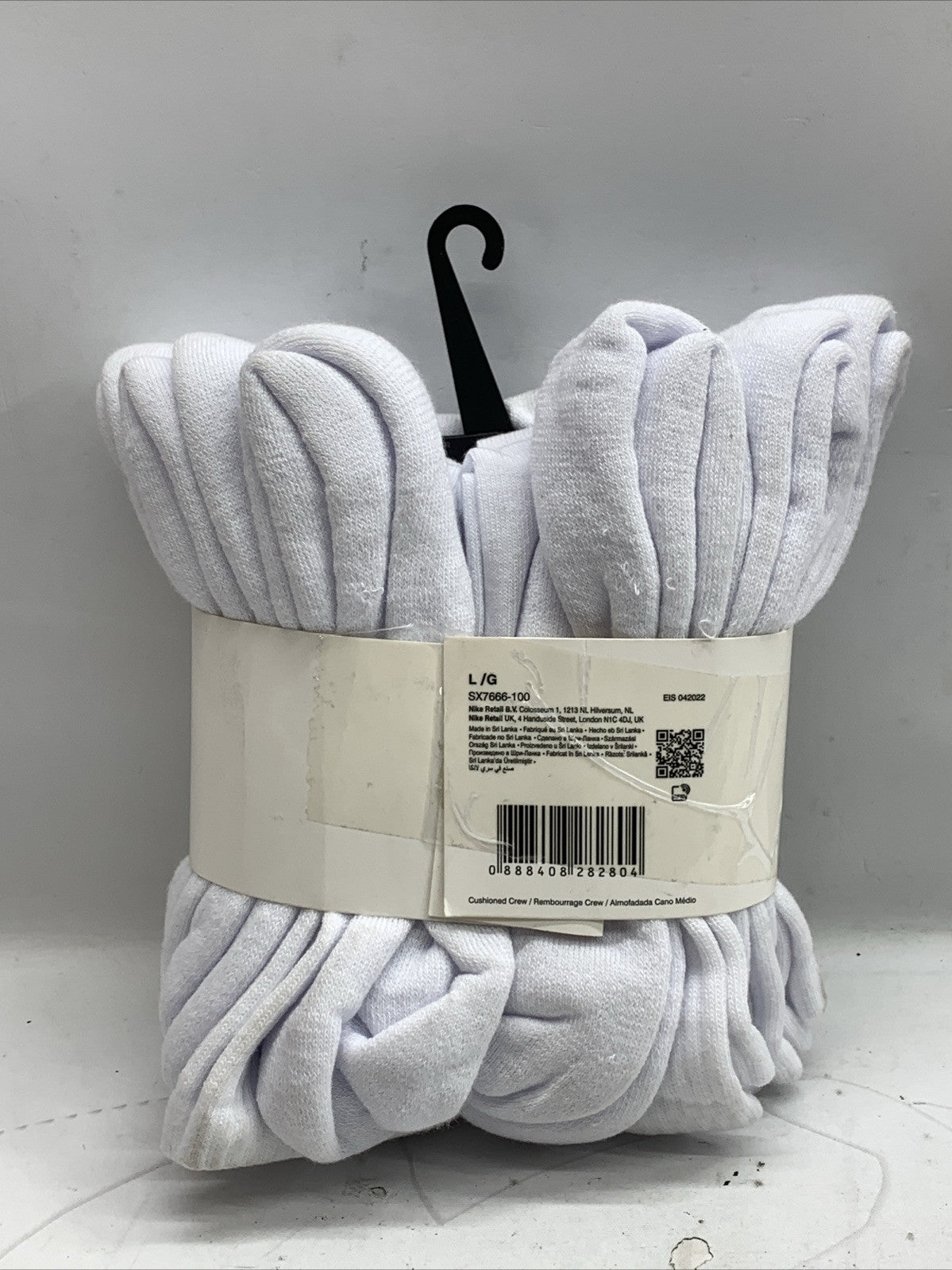 NIKE Dri-FIT Everyday Training 6-Pair Everyday Crew Socks Large (8-12) White