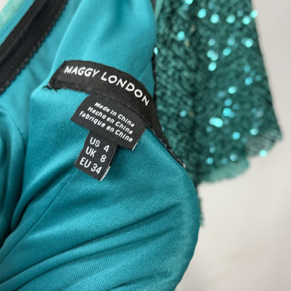 Maggy London Women's Holiday Green Sequin Dress Event Occasion Cocktail Size 4