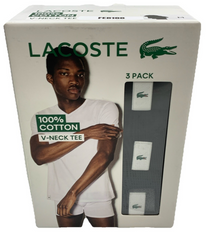 Lacoste Men's Essentials Regular V-Neck Tee 100% Cotton T-Shirt Medium - 3 Pack