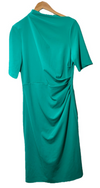 Maggy London Women's Side Pleat Dress Elbow Sleeves w/Asymmetric Neck Size 12
