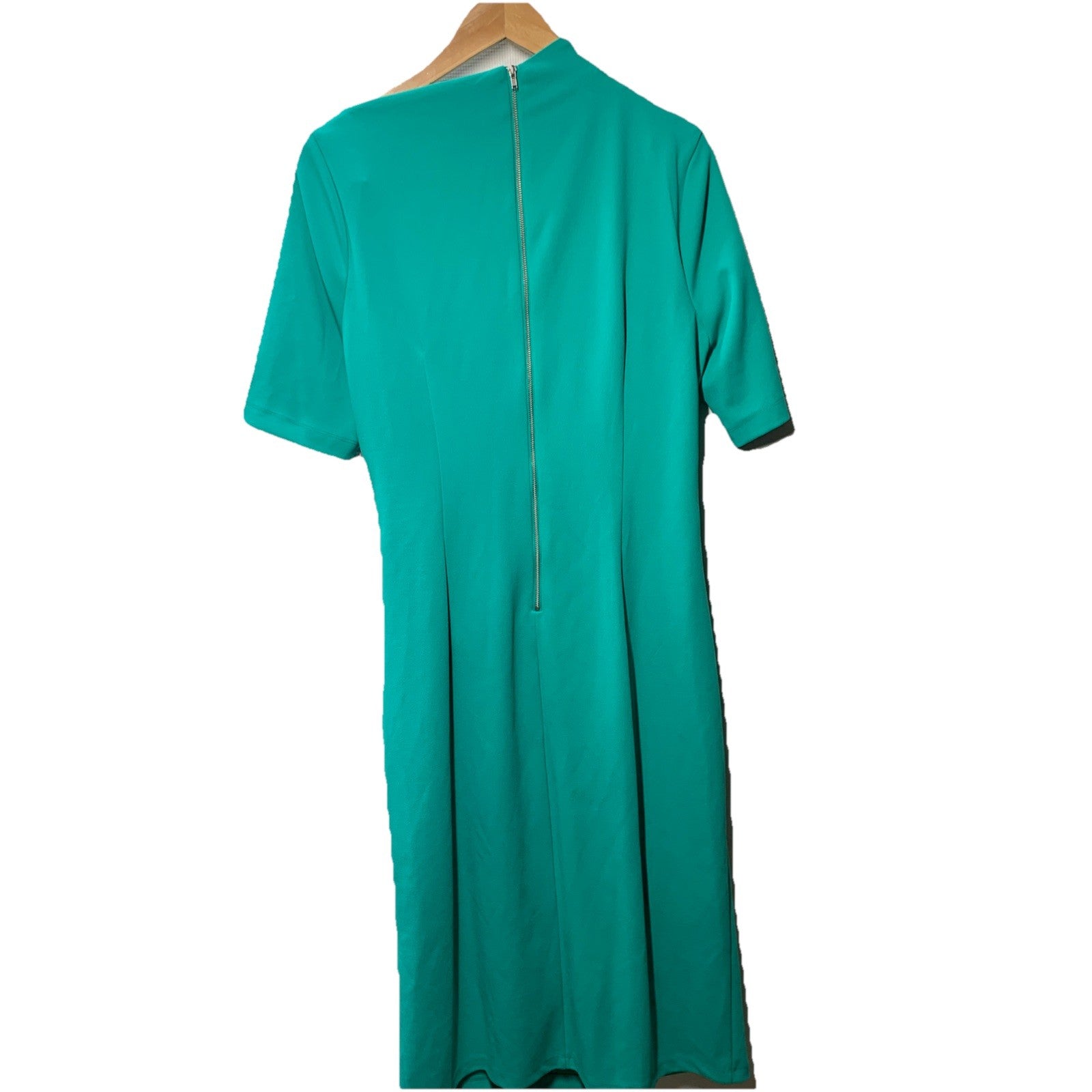 Maggy London Women's Side Pleat Dress Elbow Sleeves w/Asymmetric Neck Size 12