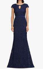 JS Collections Leigh 3D-Floral Keyhole-Cutout Long Gown Dress Formal Size 2