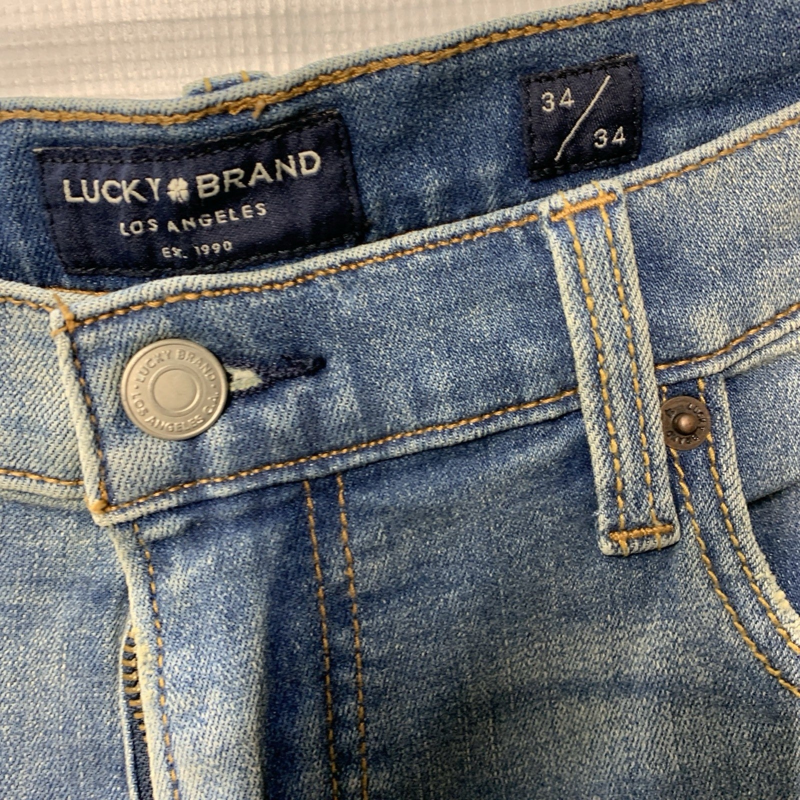 Lucky Brand Mens Classic Distressed Straight Jean Long Pants w/Pocket Size 34x34