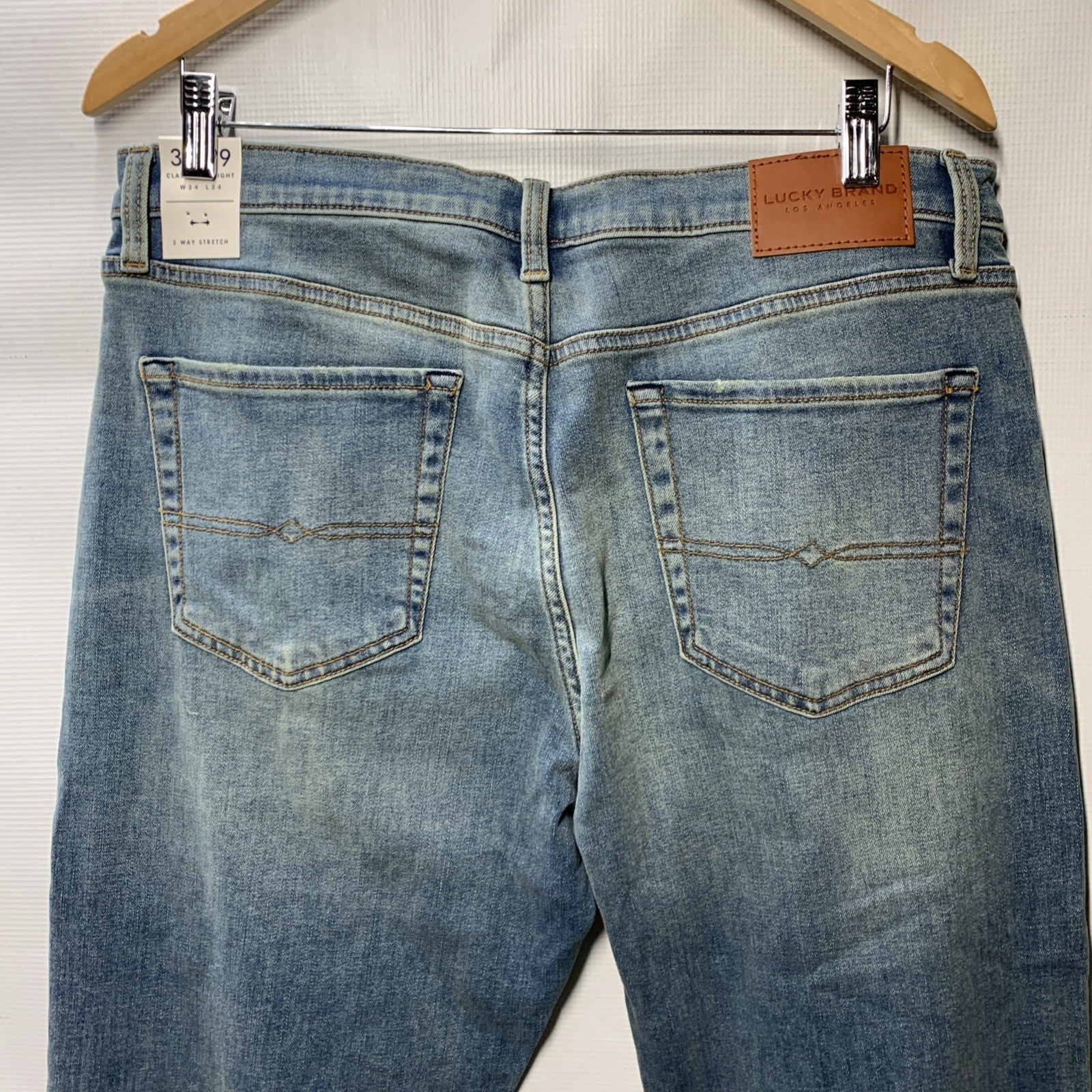 Lucky Brand Mens Classic Distressed Straight Jean Long Pants w/Pocket Size 34x34