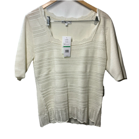 Sam Edelman Averie Square Ruffle Neck Sweater Short Sleeve Classic Size Large
