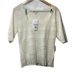 Sam Edelman Averie Square Ruffle Neck Sweater Short Sleeve Classic Size Large
