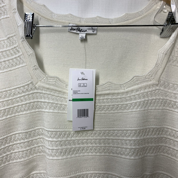 Sam Edelman Averie Square Ruffle Neck Sweater Short Sleeve Classic Size Large