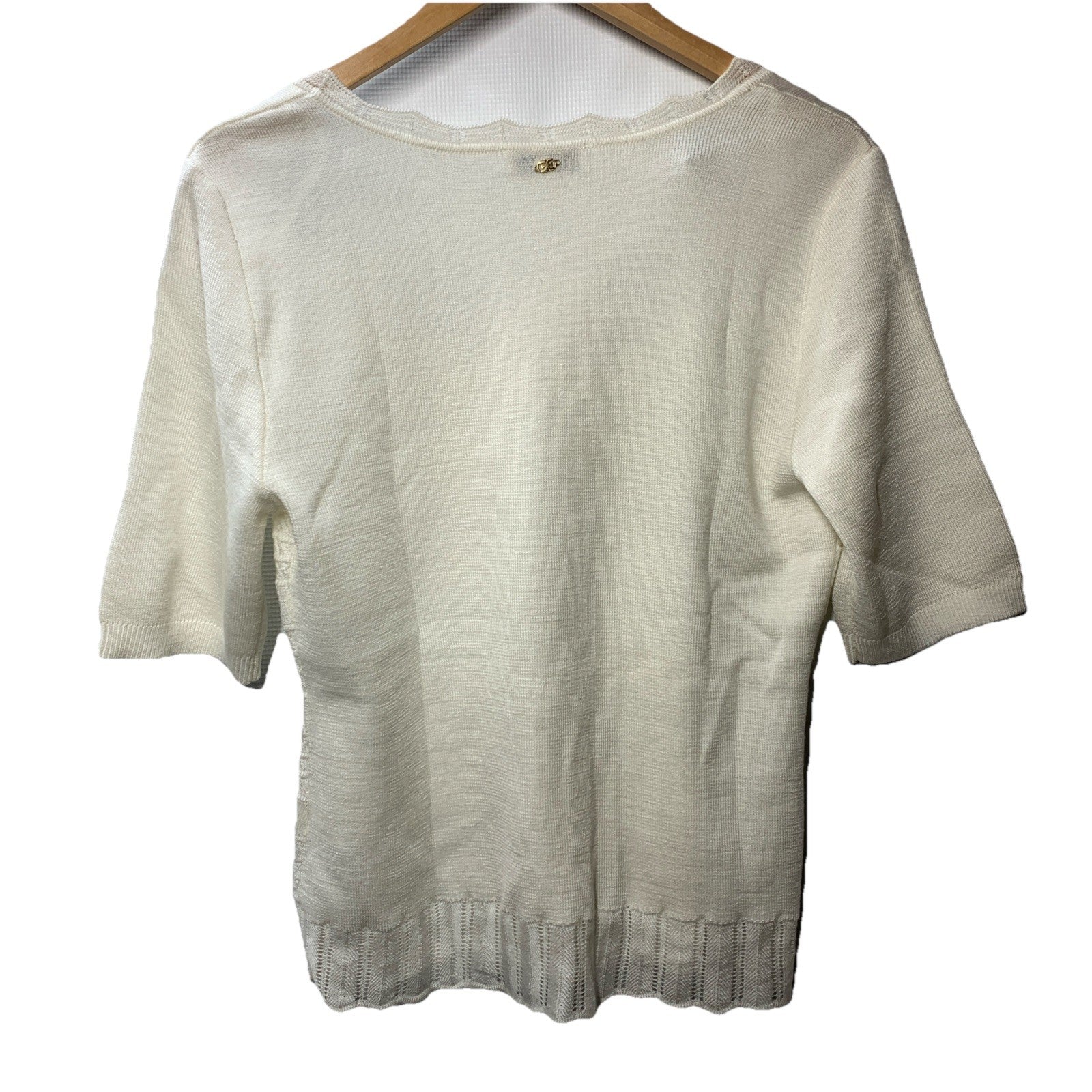 Sam Edelman Averie Square Ruffle Neck Sweater Short Sleeve Classic Size Large