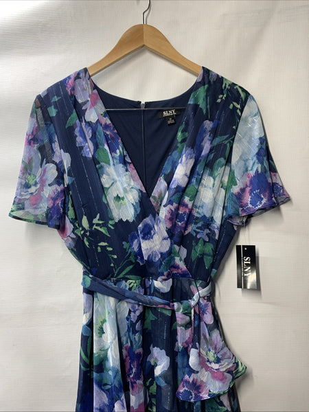 S.L. Fashions Women's Long Dress Flutter Sleeves V-neck Formal Elegant Size 12
