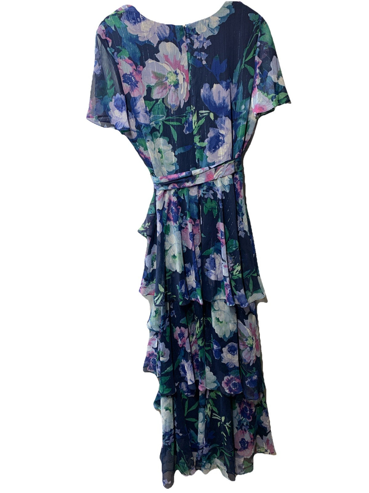 S.L. Fashions Women's Long Dress Flutter Sleeves V-neck Formal Elegant Size 12