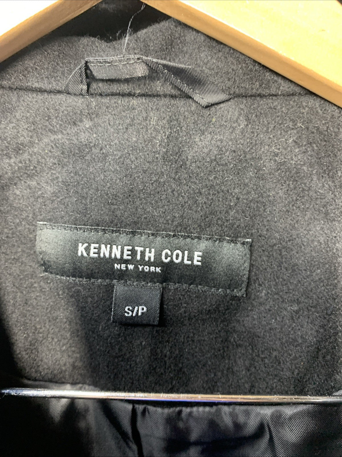 Kenneth Cole Women's Belted Military Coat Long Sleeve with Collar Black Small